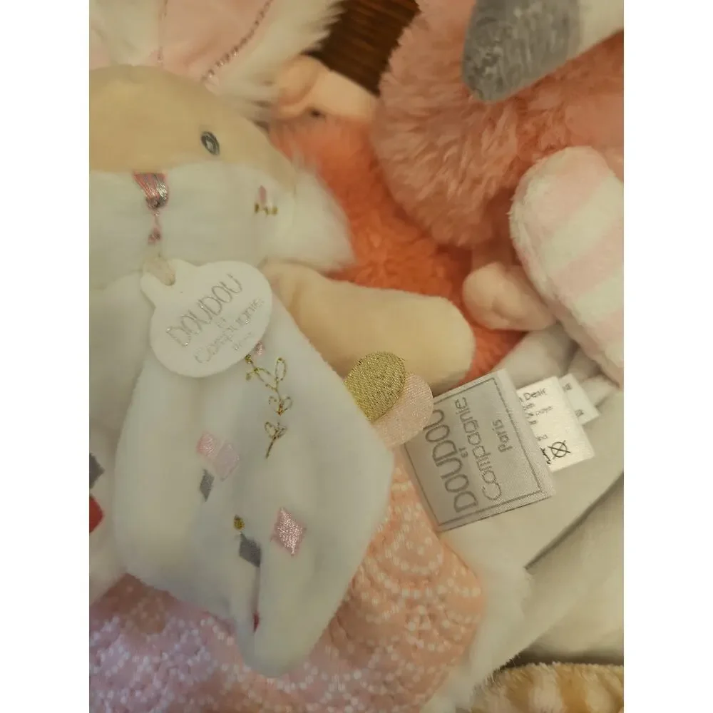 Assorted Brand Lovey Security Blanket Lot Plush Neutral Girl 16 Pcs Various Size